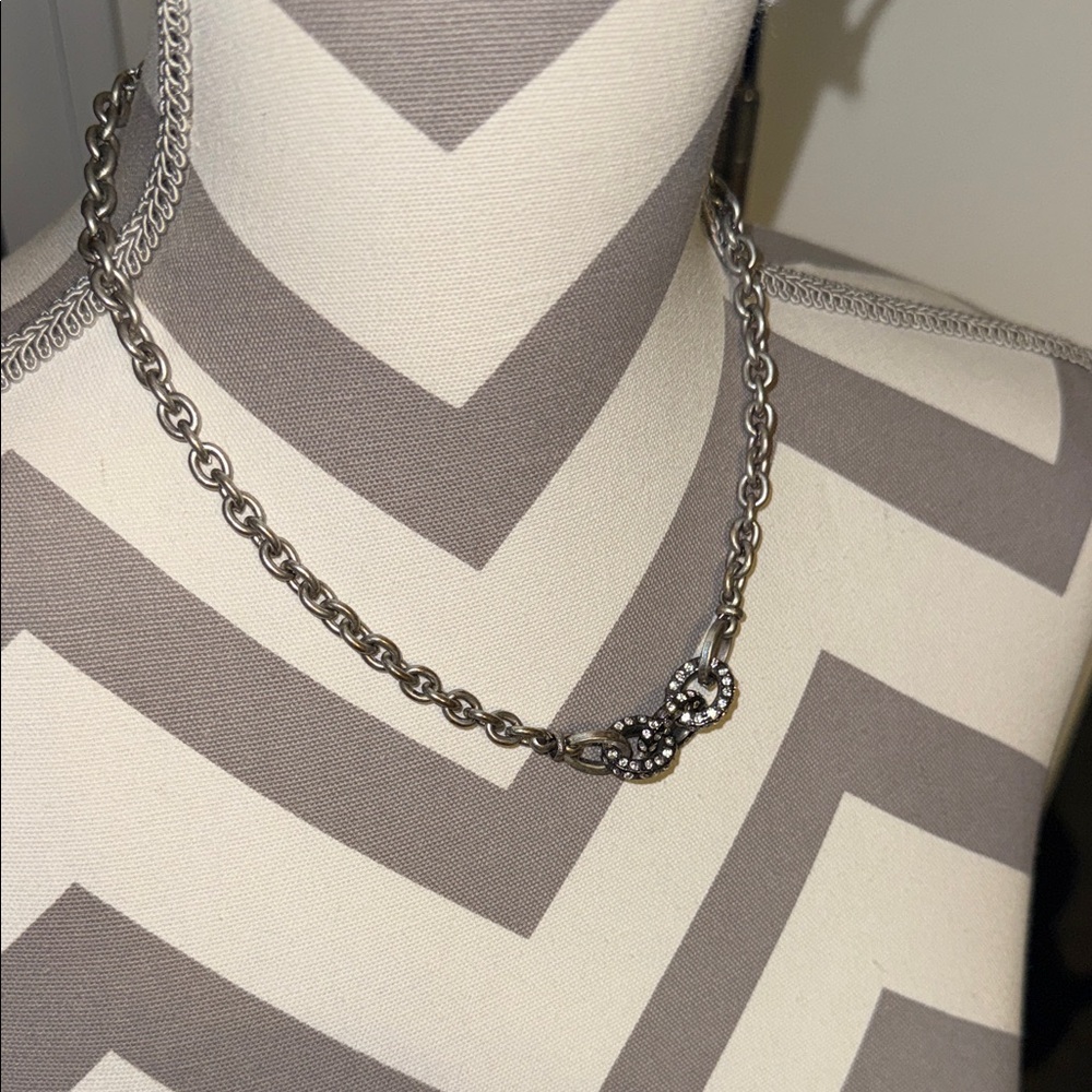 American Eagle Outfitters Silver Chain Necklace with Crystal Detail